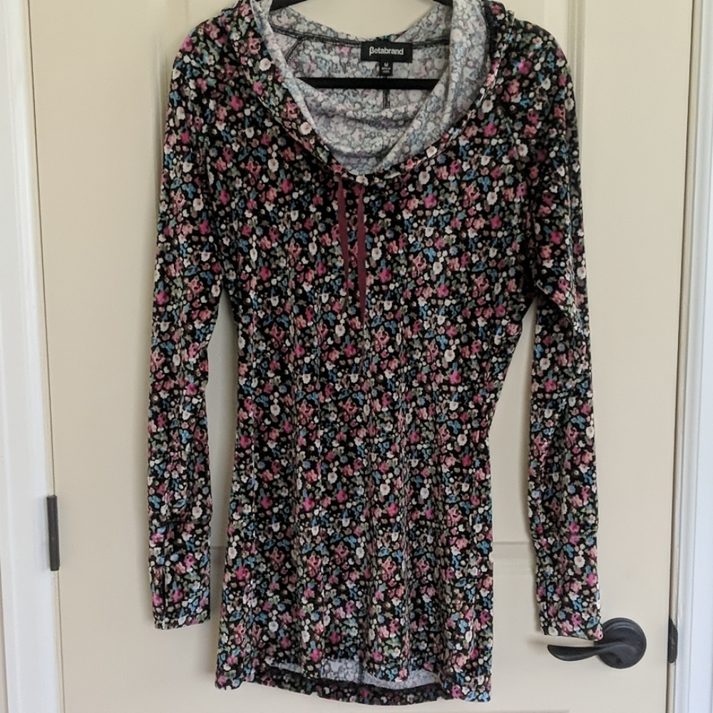 Betabrand Cowl Neck Tunic, Velvet Floral